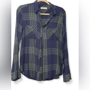 Abercrombie & Fitch blue & green plaid soft shirt size XS